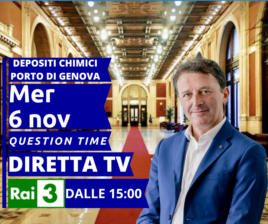 Domani, alla Camera dei Deputati, il question time al ministro Salvini in merito ai depositi chimici nel Porto di Genova. Il question time sarà trasmessa in diretta televisiva su Rai 3 a partire dalle ore 15.