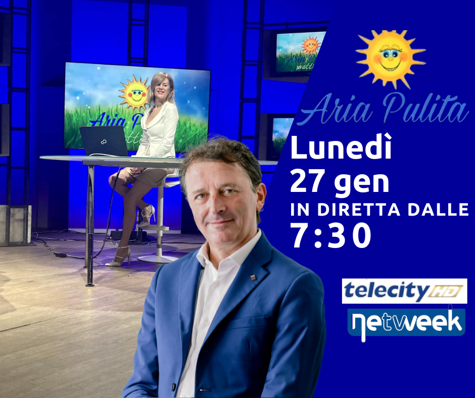 Lunedì 27 gennaio, a partire dalle ore 7:30, sarò ospite nel corso della trasmissione "Aria Pulita" in onda su Telecity.
